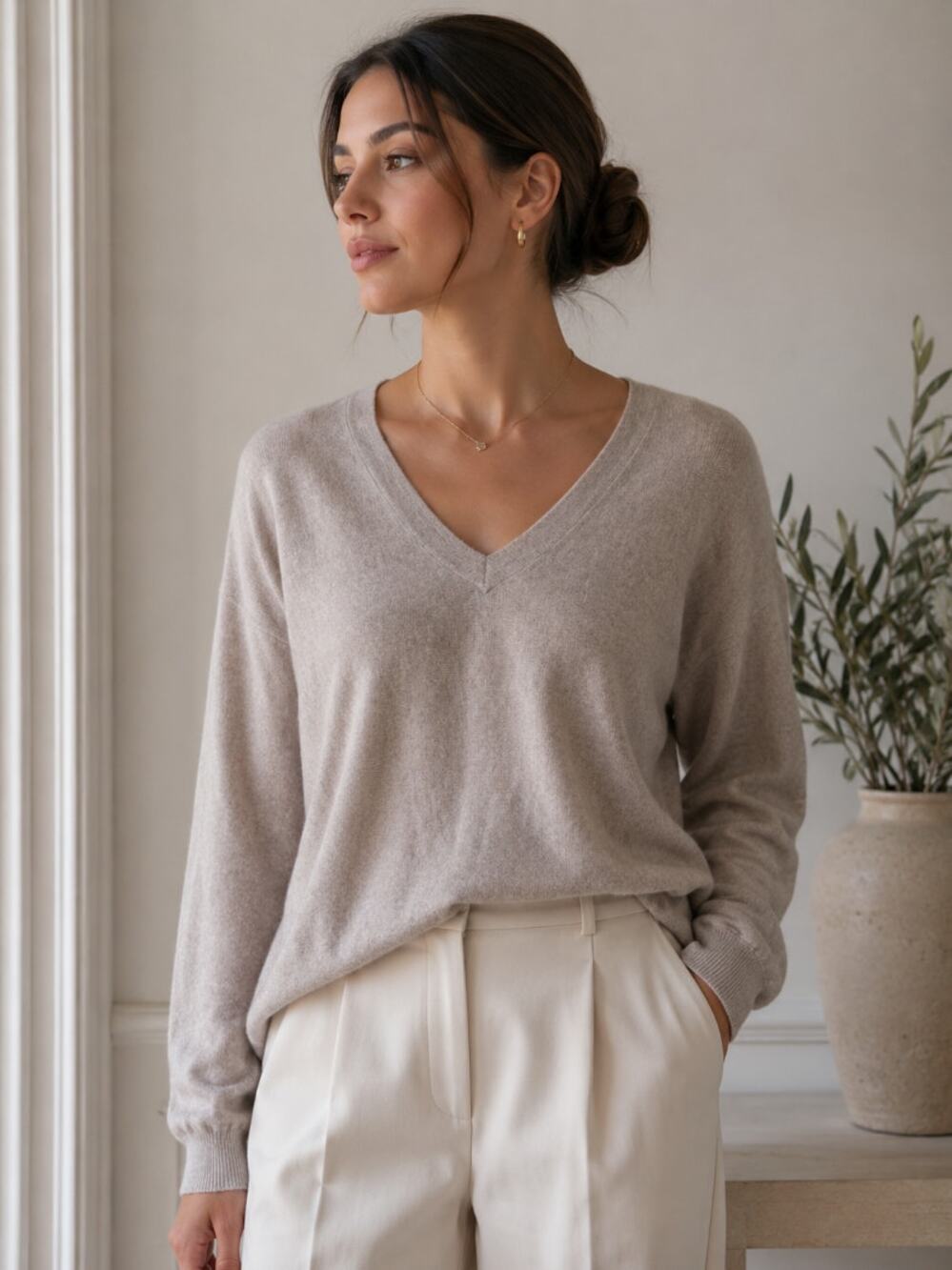 GARNET HILL Essential Cashmere V-Neck Pullover Sweater Sz XL $189 {3Y40}
